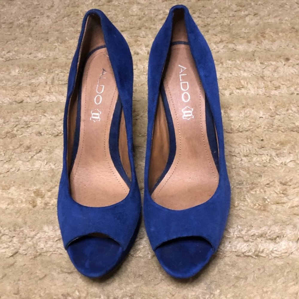 Aldo Blue Suede Heels-Size 38 (US 7.5)